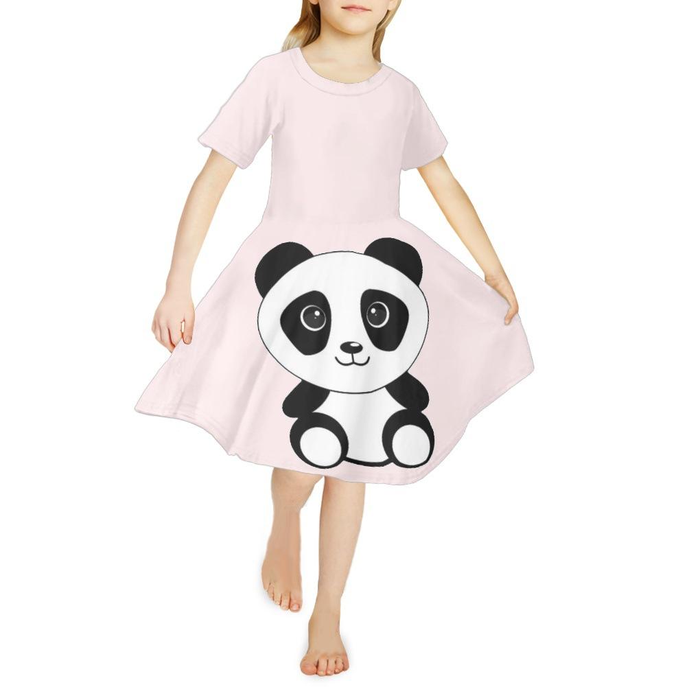 Girls 3D Print Dresses Kids Girl Party Sleeveless Princess Dress Tank 3D Black Bear Print Dress