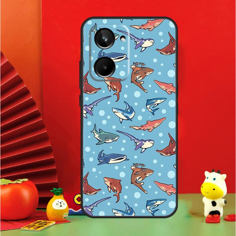 Cartoon Shark For Realme GT6 GT7 15 Pro 10 11 12 13 14 Pro Plus C65 C67 C63 C61 C55 C51 C53 C35 C75 Case