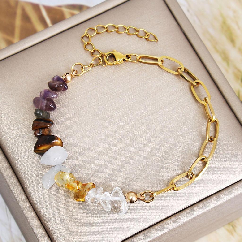 2023 European & American Natural Crystal Gravel Double Bracelet for Women