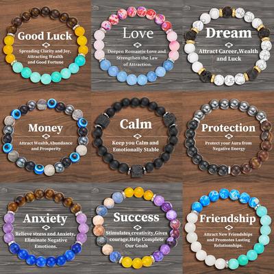 Nuovo Braccialetto Trendy in Pietra Naturale per Donne Uomini Attira Buona Fortuna Denaro Salute Significato Braccialetto Gioielli Regalo Amicizia