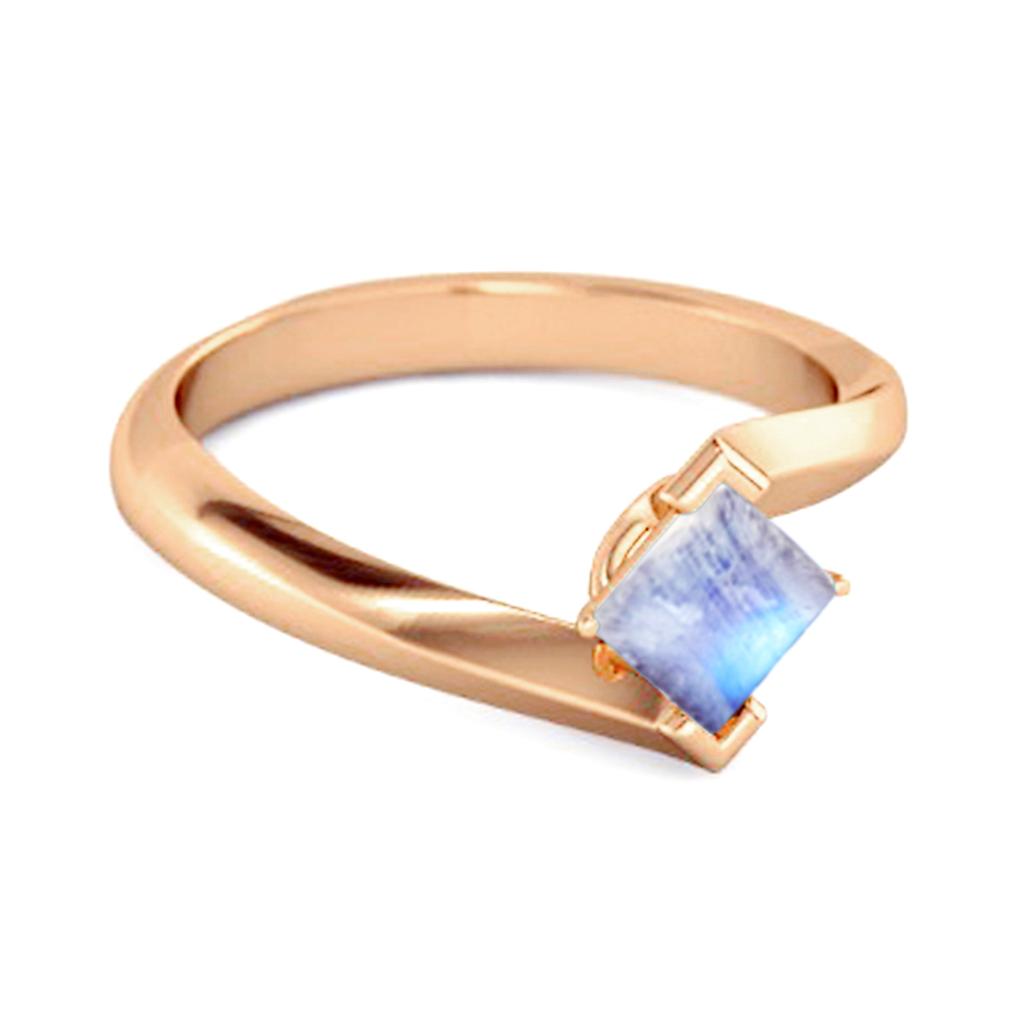 Mondstein Schlichter Spannring - 925 Sterlingsilber Roségold Vermeil