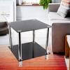 Black Glass Chrome Legs Coffee Side Coffee Lamp End Table