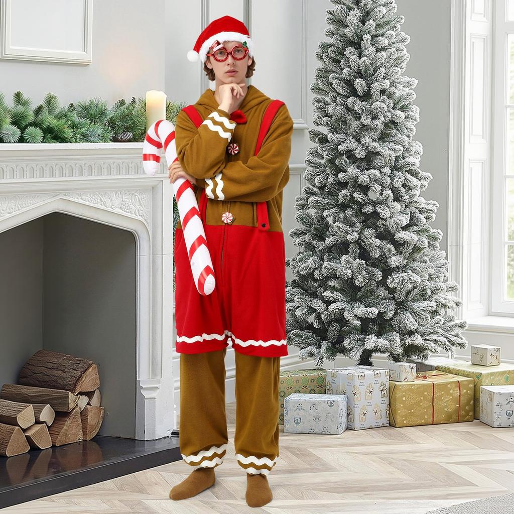 Christmas Costume Pajamas for Adults Funny Holiday Party Sleepwear Jumpsuit