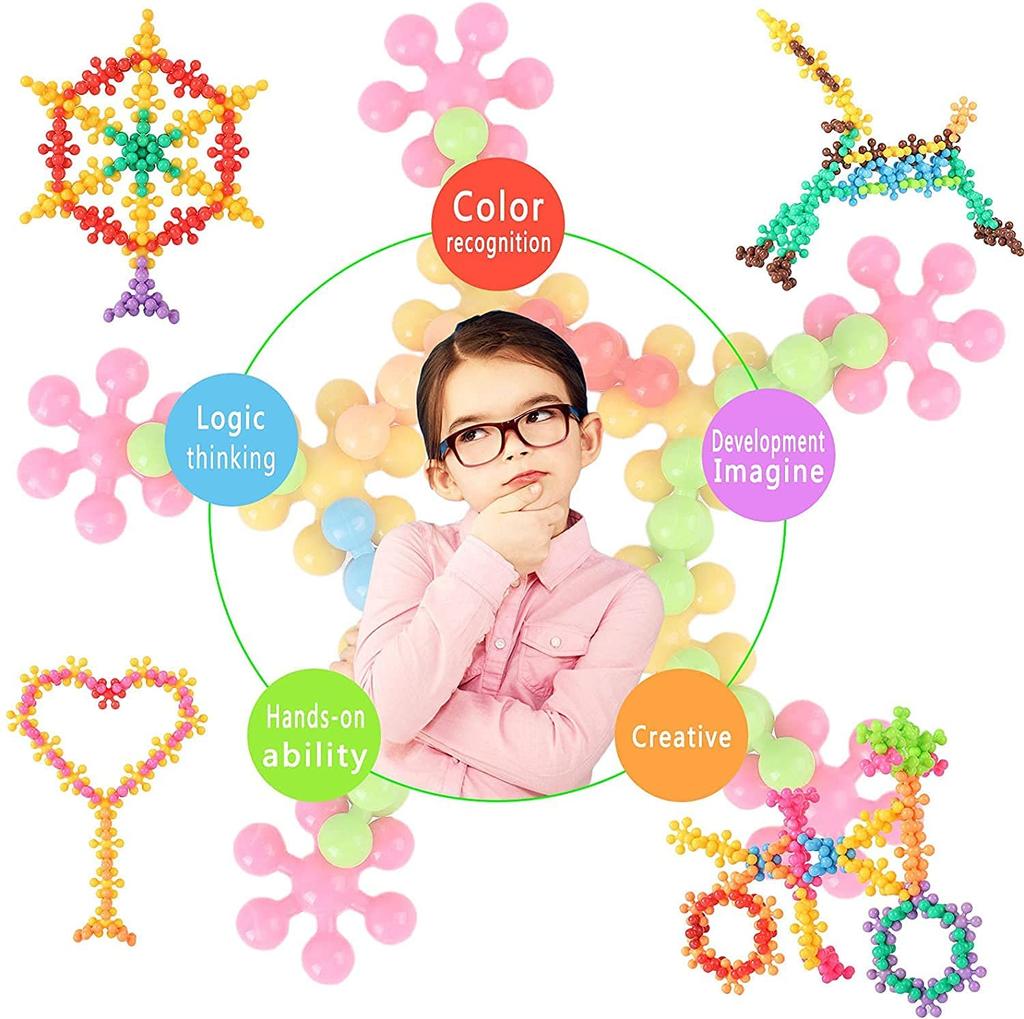 60/400PCS Plum Blossom Building Blocks 3D Bricks Toys Baby Snowflake Building Blocks Toys DIY Educational Blocking Toys Gifts