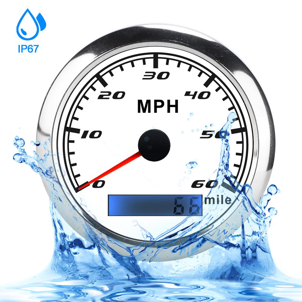   GPS Speedometer 60MPH Speed Gauge 0‑   Mile IP67 Waterproof with Red Backlight for Boat Car Truck
