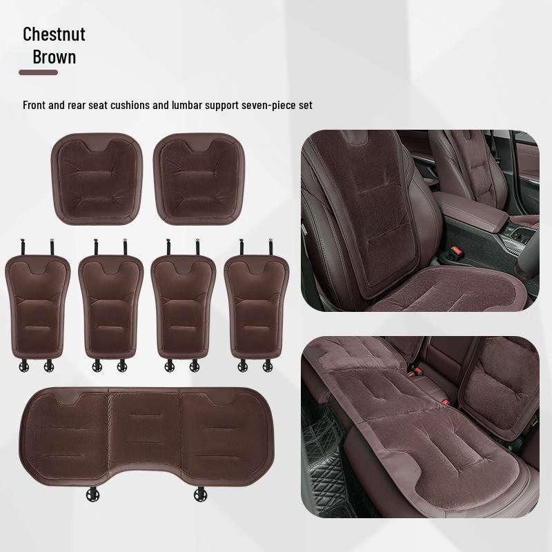 Universal Thickened Flannel Car Seat Cushion Set for All Seasons (3-Piece)