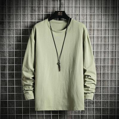 Herren Langarm T-Shirt Frühling und Herbst Neue Herbstkleidung Herbstkleidung Tops Lose Einfarbig