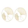 2 Stück Gold Wanddeko Eisenkunst 3D Stereo Ginkgoblätter Wandskulptur für Sofa-Hintergrund Eingang