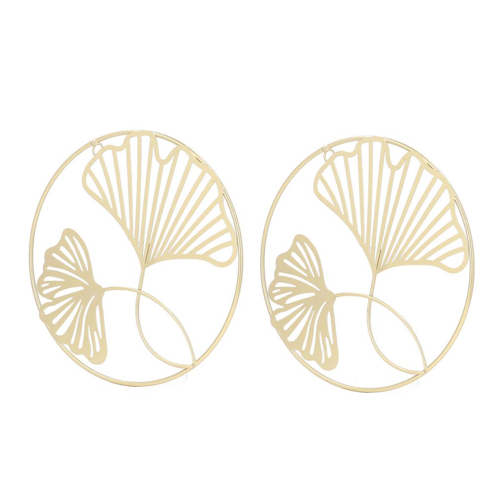 2 Stück Gold Wanddeko Eisenkunst 3D Stereo Ginkgoblätter Wandskulptur für Sofa-Hintergrund Eingang