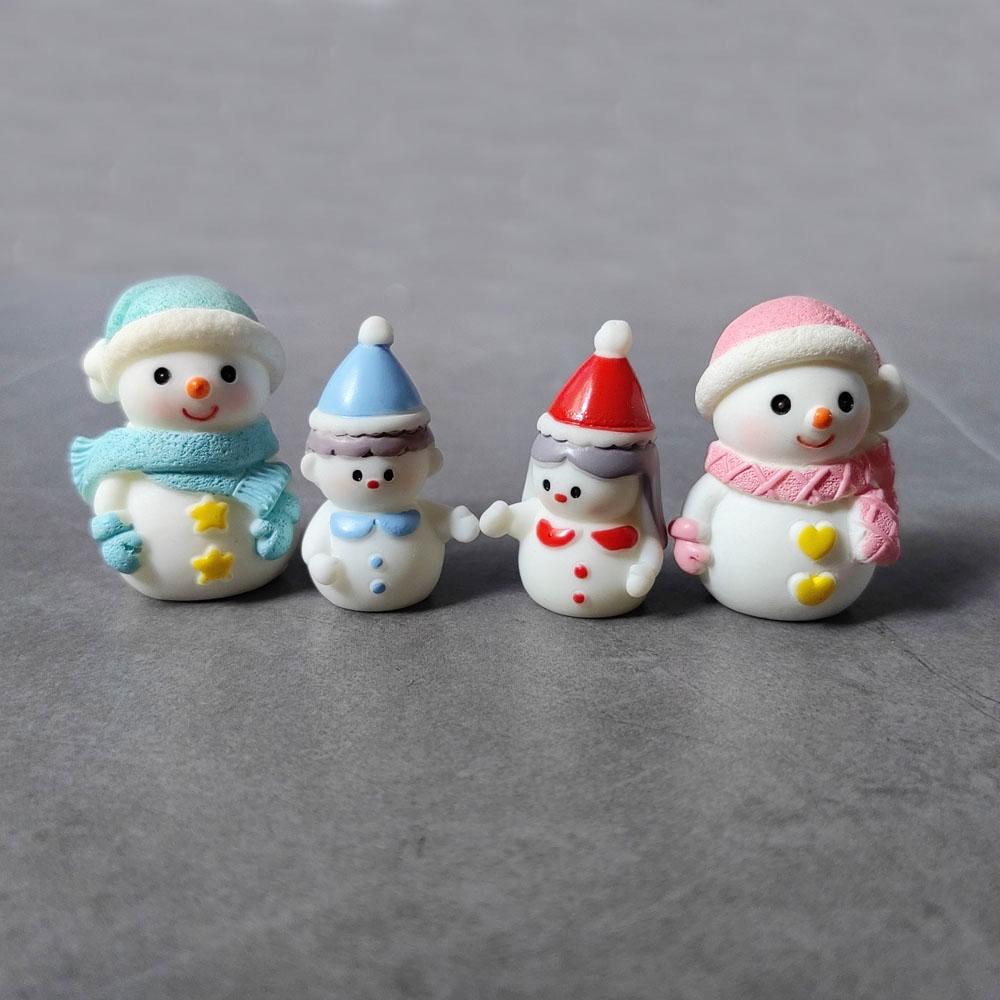 2pc Santa Claus Snowman Home Christmas Decoration Resin Craft Miniature Figure Tiny Bonsai Microlandscape Fairy Garden Decor