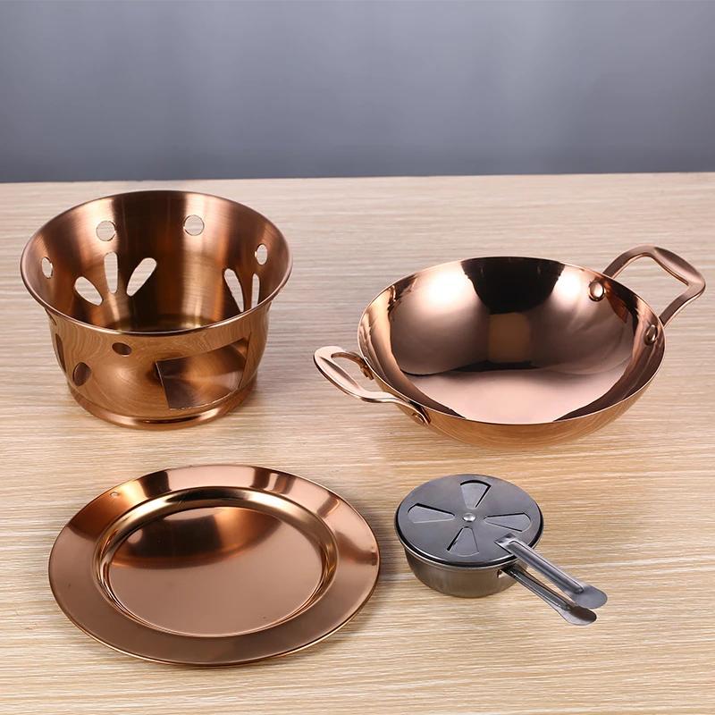 Dry Boiler Commercial Solid Fuel Boiler Golden Alcohol Furnace Chafing Dish Buffet Korean Pot Thickened Stainless Steel Hot Pot