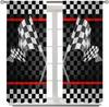 Racing Car Kids Curtains Checkered Flag Abstract Red Background Decoration Bedroom Living Room Kitchen Curtain Light Blocking Polyester Ideal For Area