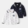 Boys Sailor Style Shirt Long Sleeve Navy White Collared Casual School Top for Kids