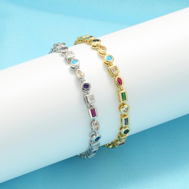 Wind Colored Diamond Bracelet Necklace Female, Simple Set Colored Diamond Irregular Geometric Bracelet Necklace Vl242