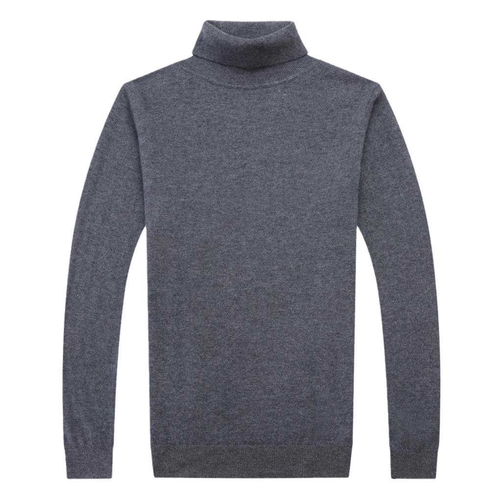 Men's Medium-Thick Solid Color Worsted Wool Turtleneck Sweater