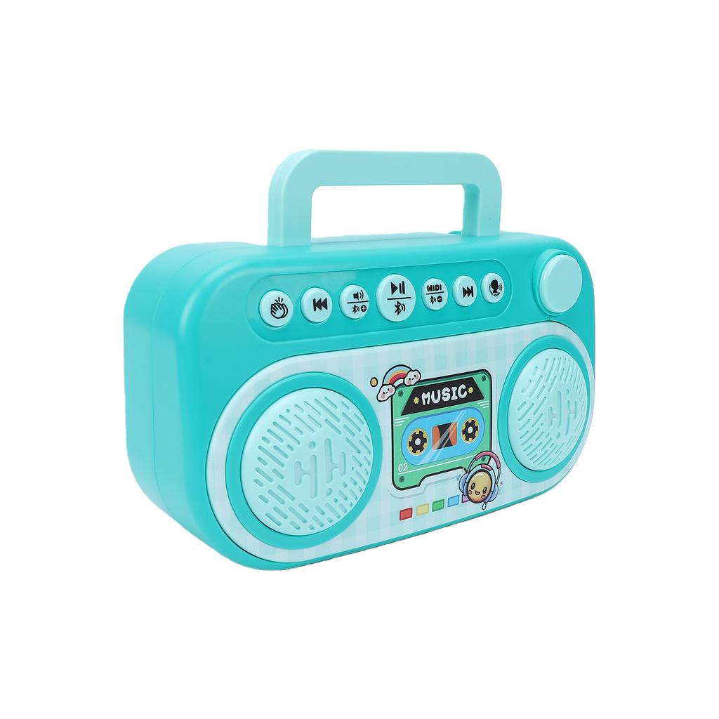 Wireless Kids BT Karaoke Machine with 2 Microphones Portable Singing Speaker Handles Easy Storage Music Toy for Boys