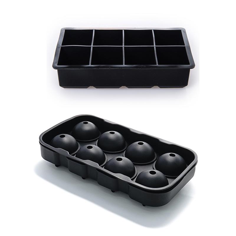 Silicone Ice Mold with Lid - Round & Square Large Ice Cube Tray, Six-Grid Honeycomb Design, 37 Cubes.
