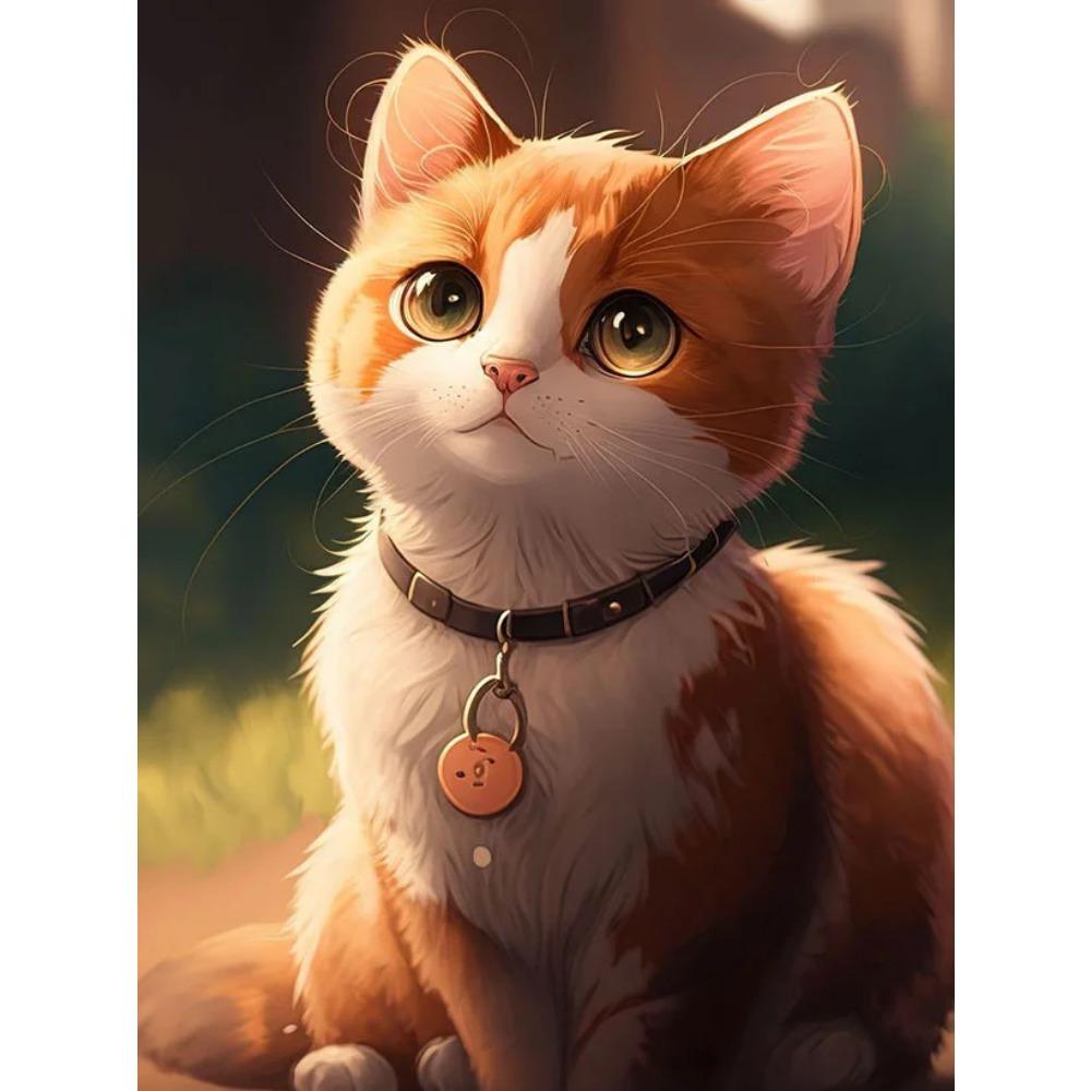 Diamond Painting Full Drill Cute Cat Round Diamond Painting Handmade Beautiful Dream Moon House Diy Diamond Mosaic Painting Home Decoration