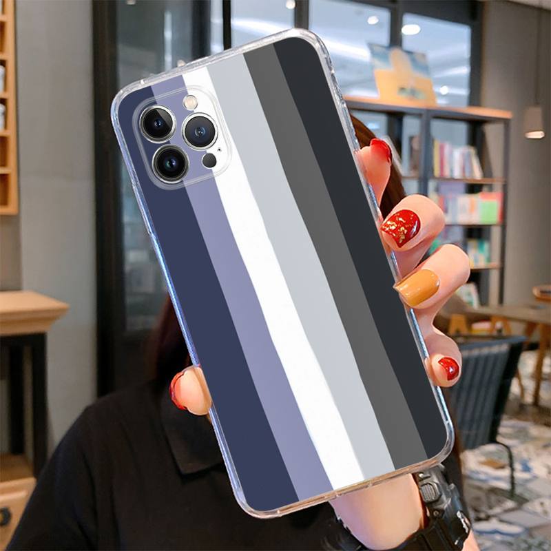 Colorful Rainbow Stripe Phone Case For iPhone 14 13 12 11 Pro Max XS X XR SE 2020 6 7 8 Plus Mini Transparent Shell