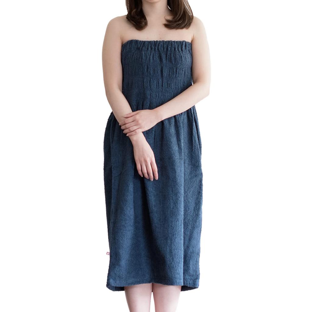Imabari Jupe Wrap Towel, Adult Size, 90x130cm, Absorbent, Quick-Drying, Made in Japan (Navy)