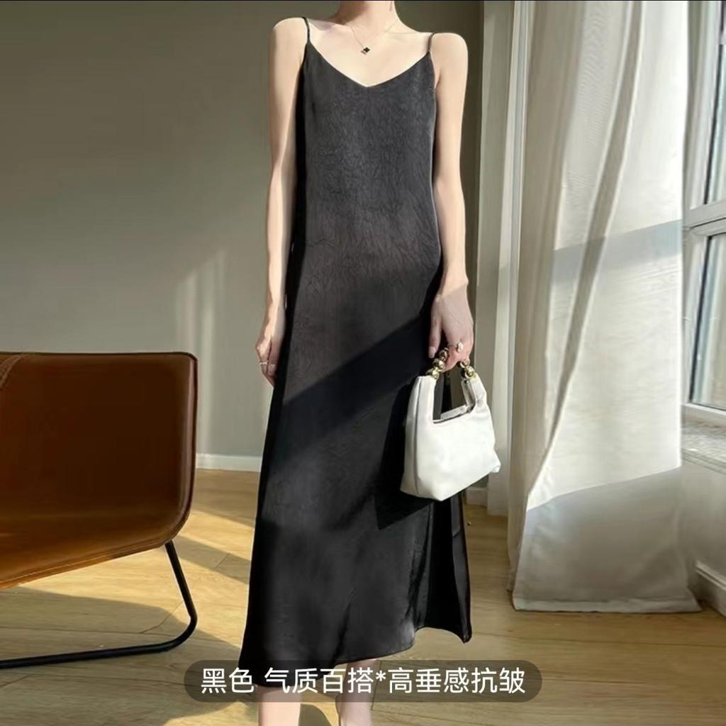 Acetate Satin Crack New Suspender Skirt Dress Loose Temperament Thin Premium Bottom Dress 888
