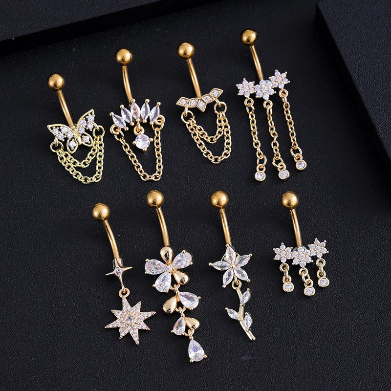 Simple Belly Button Rings Stainless Steel Butterfly Navel Piercing Barbell For Women  Belly Ring Sexy Body Jewelry