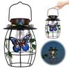 Solarbetriebene Schmetterlings-Hängelampen Dekorative Gartenwandleuchten Automatisch Einschaltende Metall-Gartenleuchten mit Griff für Terrasse Hinterhof