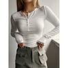 Autumn and Winter New Button-ribbed Slim-fit Knitted Long-sleeved Women's Comfortable Soft Bottoming Shirt