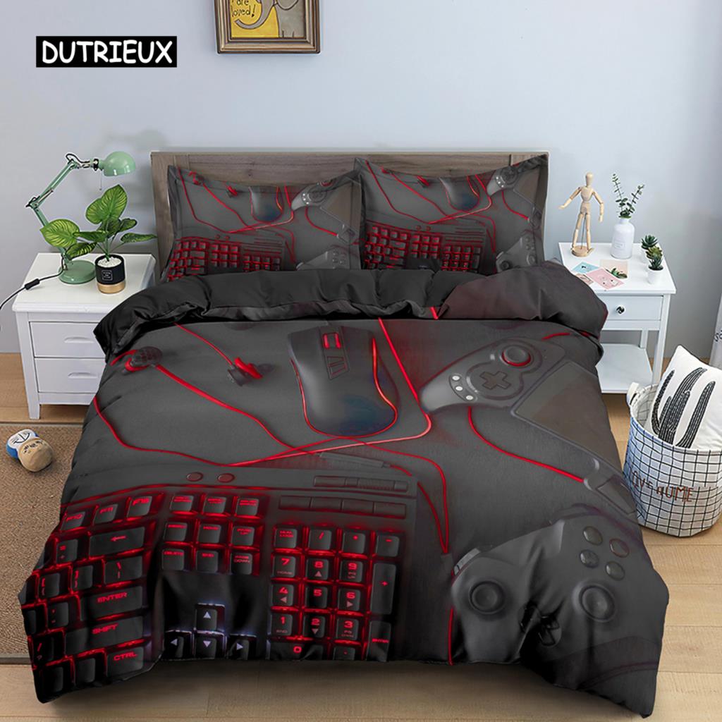 Game Handle Bedding Set Luxury Duvet Cover with Pillowcase Quilt Cover Queen King Bedding Cartoons Kids Boys Bed Cover Set Green