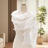 Delicate Flower Lace Scarf Lightweight Polyester Fabric Elegant Design Fashionable Accessory