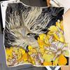 Vintage Koi Fish Print Square Scarf for Women Soft Satin Bandana Imitation Silk Shawl Travel Beach Towel Neck Accessory