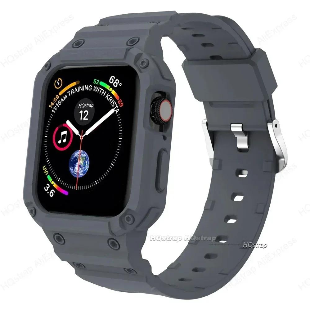 Case for Apple Watch Band 44mm 45mm 49mm 42mm 40/38 Watch Strap for Iwatch 7 8 6 5 4 SE TPU Protective Cover Silicone Bracelet
