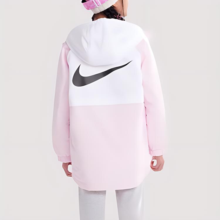 Nike Cotton Hooded Color Block Raglan Long Sleeve Kids Tops Cherry-Blossom-Pink NY2342012GS-002