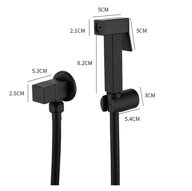 HONGDEC Modern Gun Gray Wall-mounted Elongated Concealed Bidet Spray Gun Stainless Steel Bidet Sprayer for Toilet Bathroom (Black,Stainless Steel)