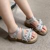 Girls Pearl Sandals Comfort Non-Slip Beach Shoes Hook & Loop Princess Sweet Beach Sandals