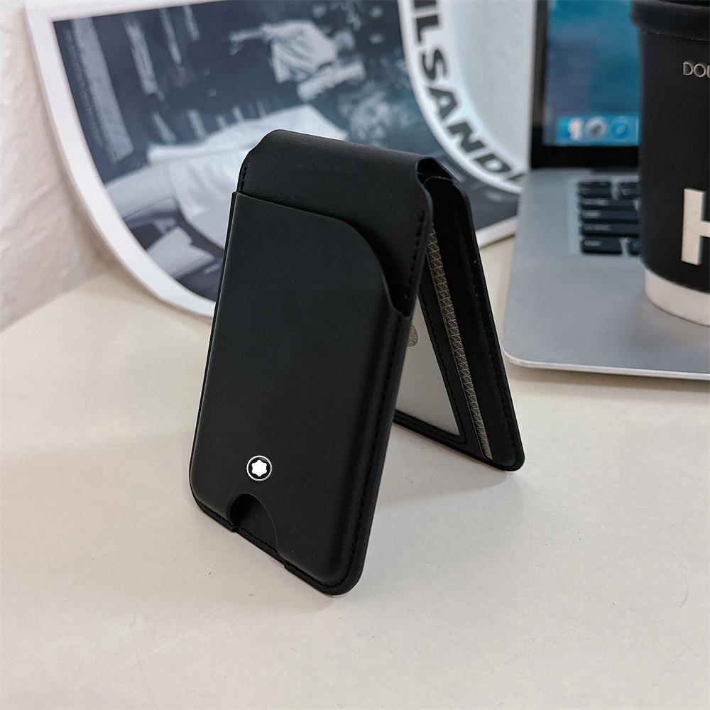 High Quality Business Sle for Magsafe Fold Card Holder Solid Leather Case for IPhone 17 Pro Max 16 15 14 Samsung S26 S25 Ultra