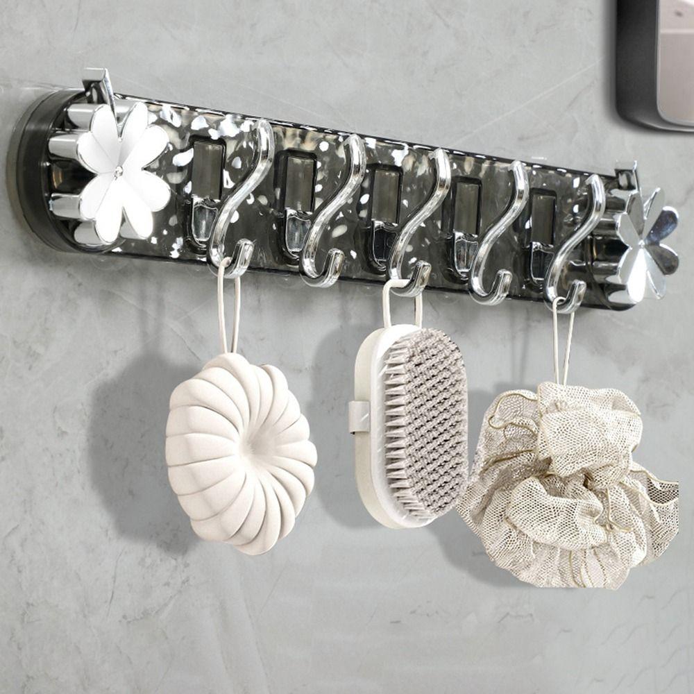 5 Hooks Strong Suction Cup Hooks Transparent Clothes Coat Hooks Utensils Storage Row Hook  for Home