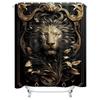 Luxury Golden Lion Shower Curtain Black Gold Decorative Bathroom Wall Hanging Floral Art Print For Home Decor