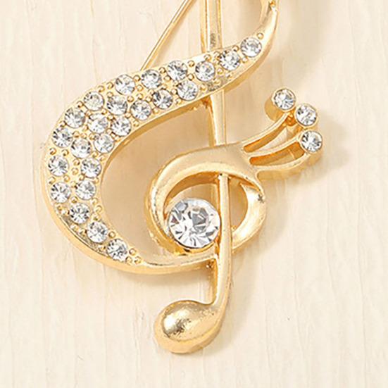 Women Brooch Sparkling Rhinestone Inlaid Musical Note Shape Anti-Exposure Buckle Suits Shirts Sweaters Bags Pin Outfit Accessory