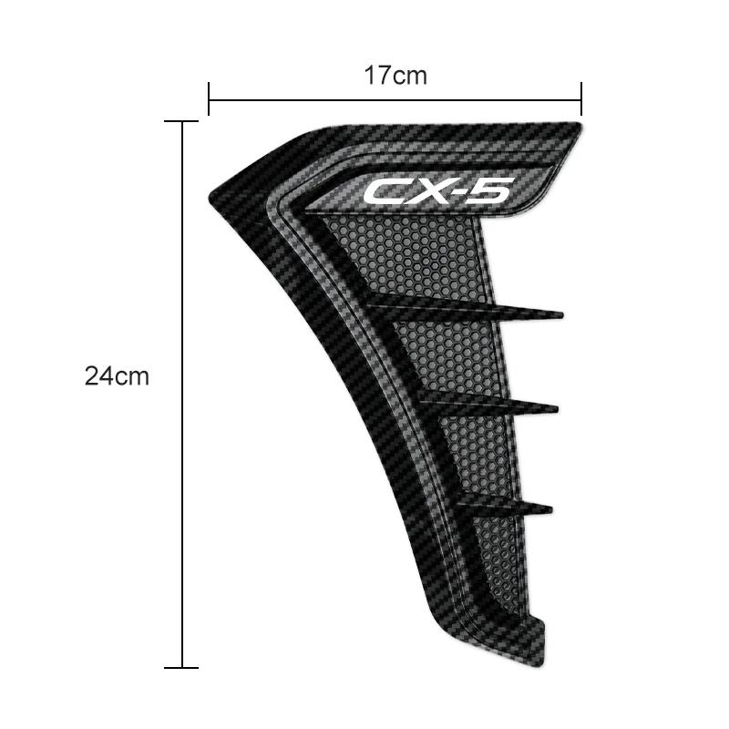 2pcs Carbon Fiber Black Side Fender Vents Air Flow Intake Decor for Mazda 3 6 CX-5 CX-30 Atenza Axela CX-90 CX-60 CX-3 CX-7 MX-5