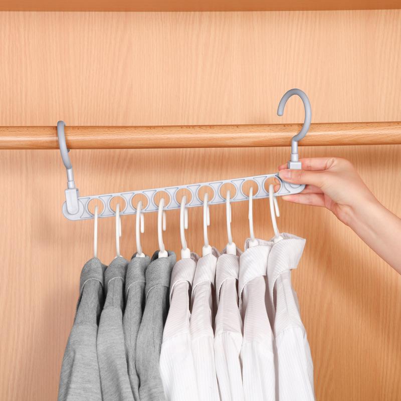 9 Hole Magic Hanger Creative Multi-functional Hanger Household Internet Popular Magic Storage Artifact Non-slip Drying Rack