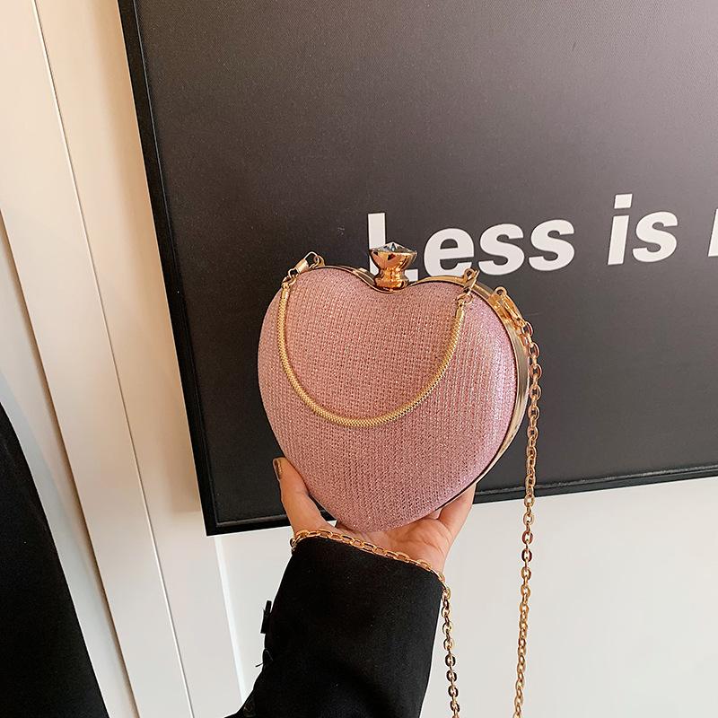 New Dinner Party Bag Niche Design Texture Cute Heart Small Bag Women's Bag Handbag Shoulder Messenger Bag
