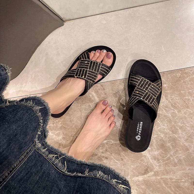 Fashion Fashionable Women's Thick Bottom Slippers Summer Outerwear Trendy Increasing Net Red Explosion Style Flat Sandals
