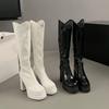 Fashion versatile Martin boots 2025 new small man but knee thick sole heightened thick heel women's high boots