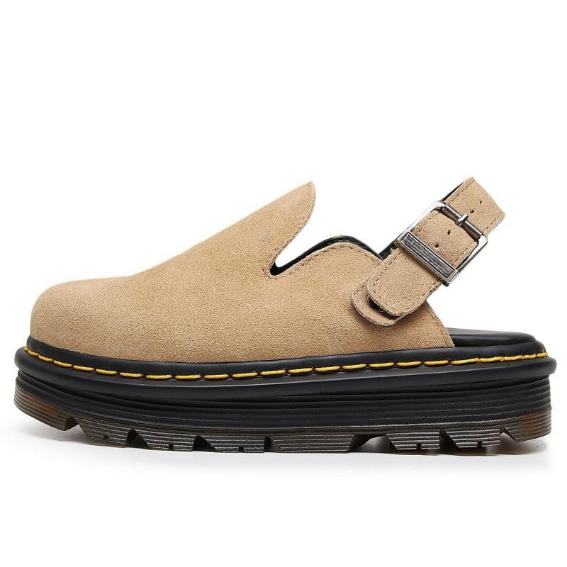 

Martin sandals, men s and women s half slippers, one pedal, anti-velvet leather toe shoes, casual Order пісочний