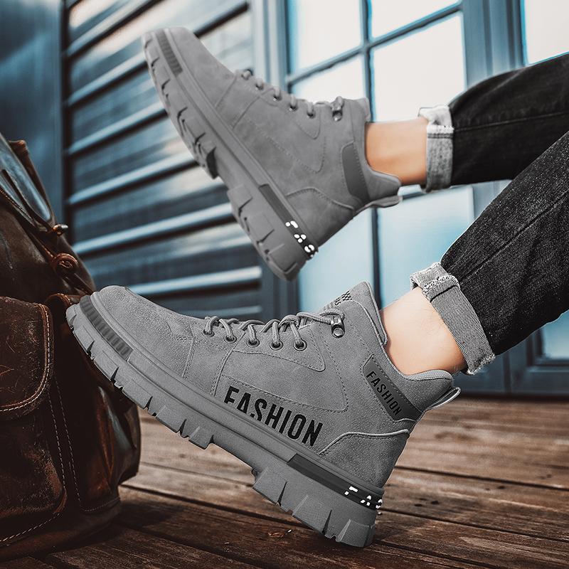 Fashion 2024 New shoes for male High Top Work Shoes winter  Warm Plush   Tooling Shoes platform boots black Leisure sports shoes
