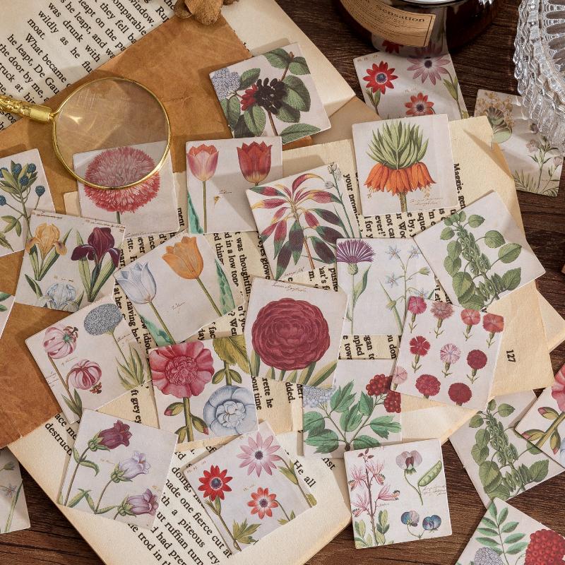46pcs/box Hand Painted Plant Code Mini Boxed Stickers Guitar Skateboard Decoration Scrapbook Sticker Phone Case Decor