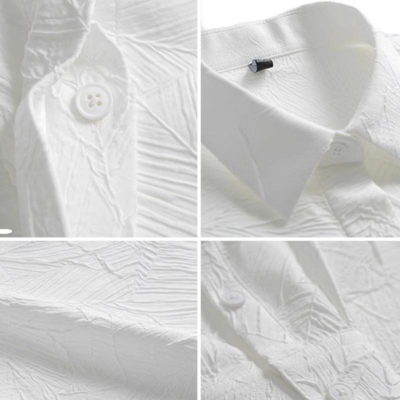 Man Shirt Loose Casual Jacquard Shirt Handsome Outer Wear Top