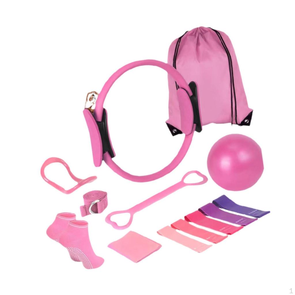 Essential Pilates Kit: Workout Equipment Set with Lightweight, 38cm Non-slip Socks for Bodybuilding