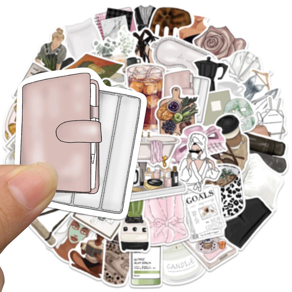10/30/50pcs INS Style Aesthetic Clean Girl Graffiti Stickers Cartoon Decals DIY Notebook Phone Suitcase Decoration Sticker Packs